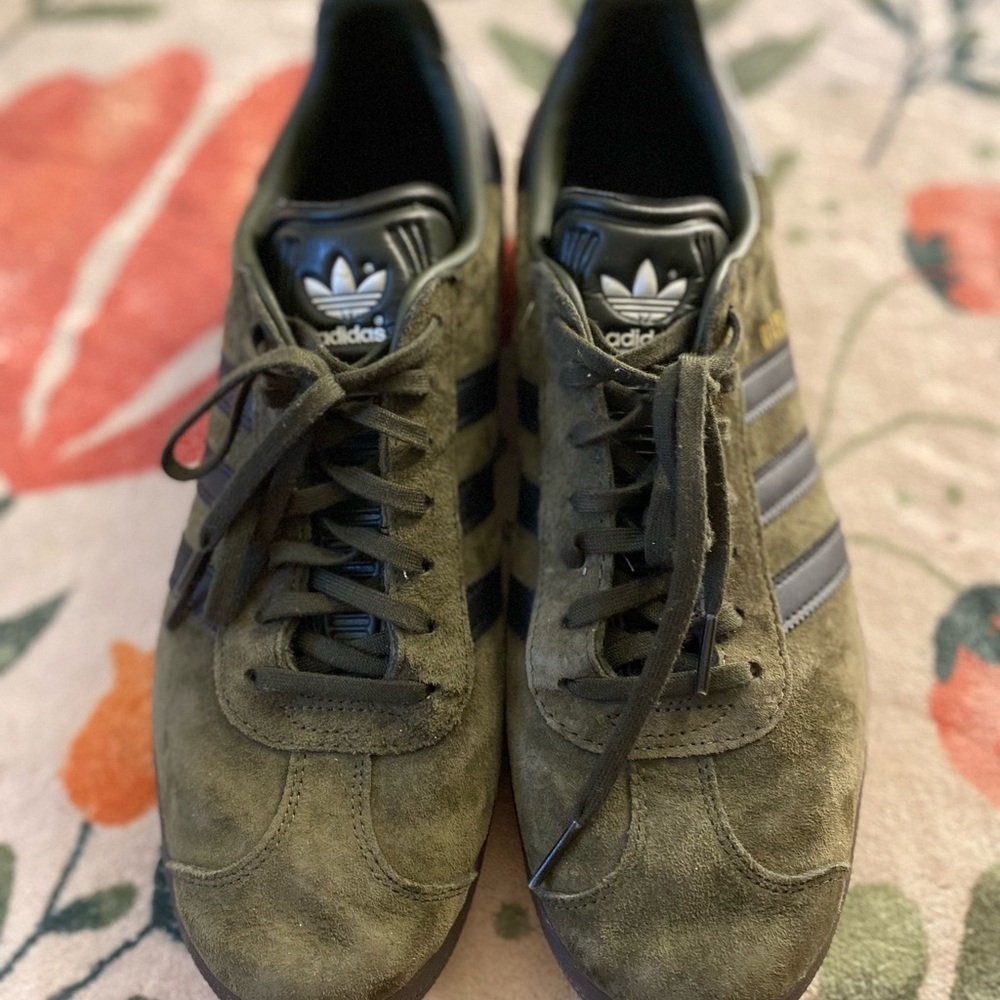 Adidas Green and Black Suede Sneakers